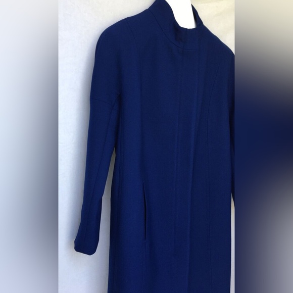 Twin Hill Cobalt Blue Long Wool 2-Way Zip Topper Coat Size 10R - Picture 6 of 15